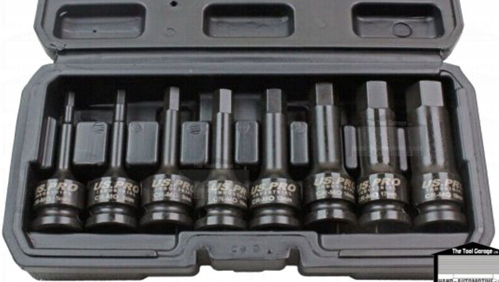 US PRO INDUSTRIAL 8pc 1/2"" Impact Hex Bit Socket Set Impact Allen Keys H5 To H19