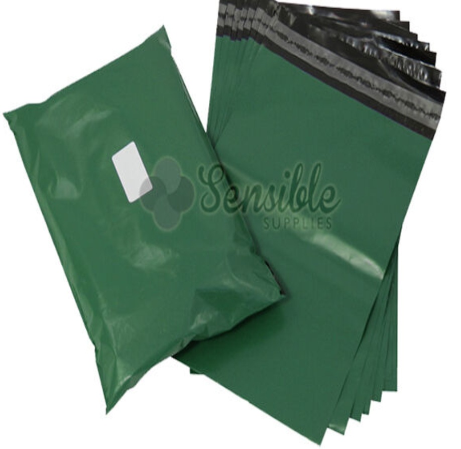 100x GREEN Mailing Postal Postage Mail Bags 12"" x 16""