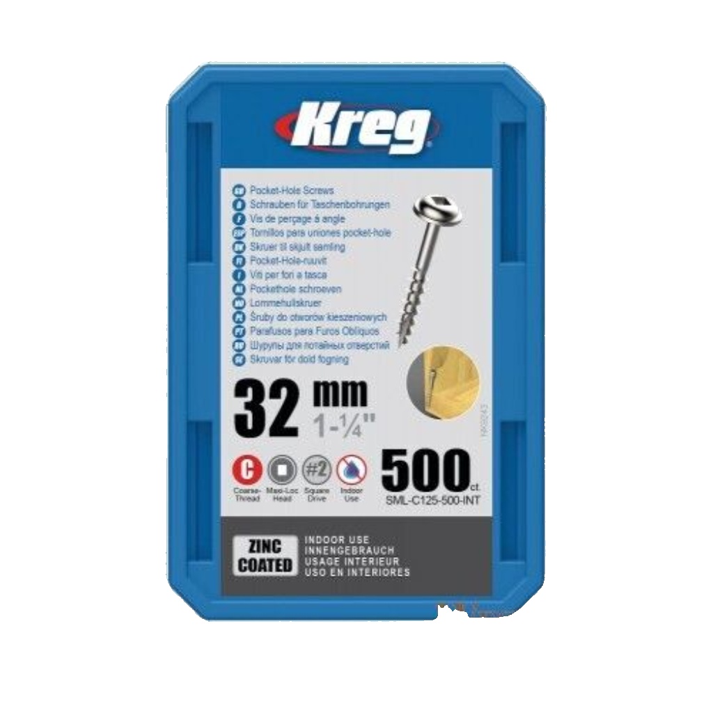 Kreg 32mm (1""1/4"") 500pcs Coarse Thread Washer Head Pocket Hole Screws SML-C125