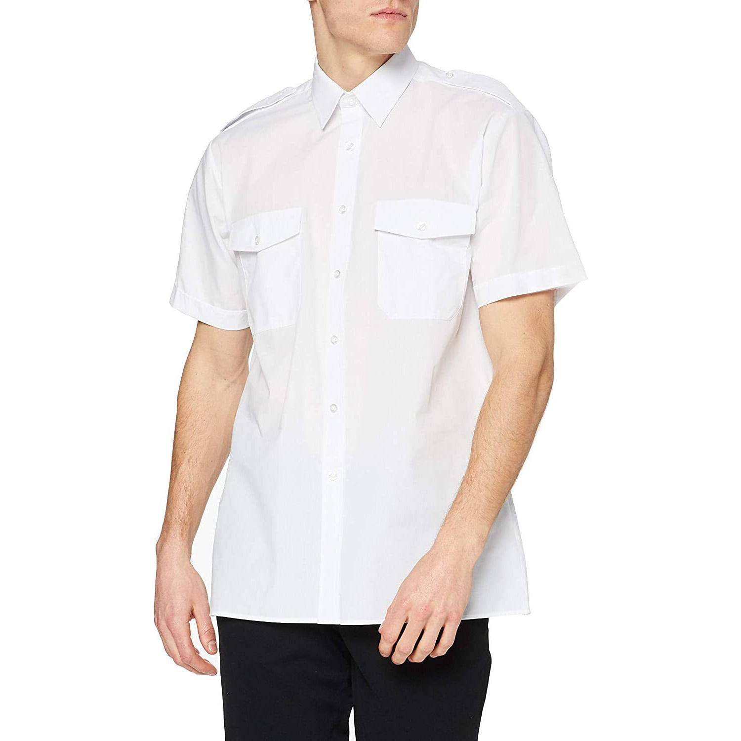 Premier (19, ) Mens Short Sleeve Pilot Plain Work Shirt White