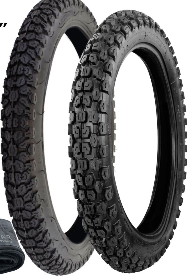 FRONT & REAR MOTORCYCLE TRAILS TYRES 410-18 275-21 + INNER TUBES TRAILS MX