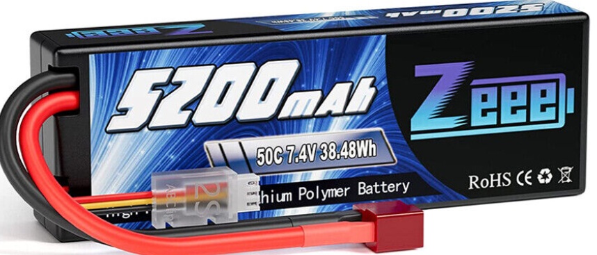 2X Zeee 7.4V 2S LiPo Battery 5200mAh 50C T Plug Hardcase for RC Car Truck Boat