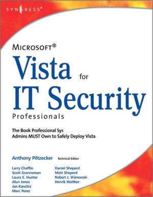Microsoft Vista for IT Security Professionals, Piltzecker 9781597491396 New,#