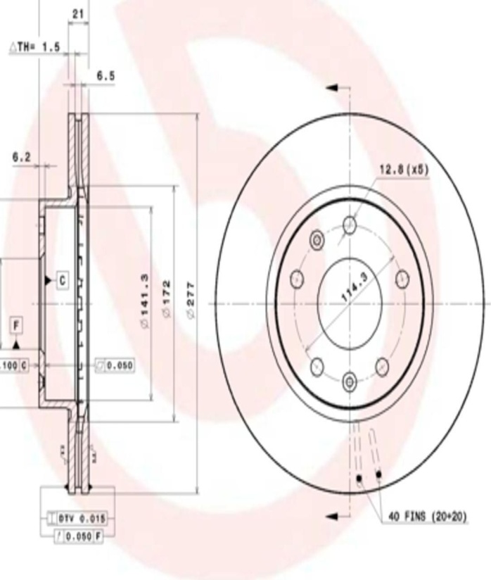2x Brake Discs Pair Vented Front 277mm 09.8609.11 Brembo Set SDB000080 SDB101070