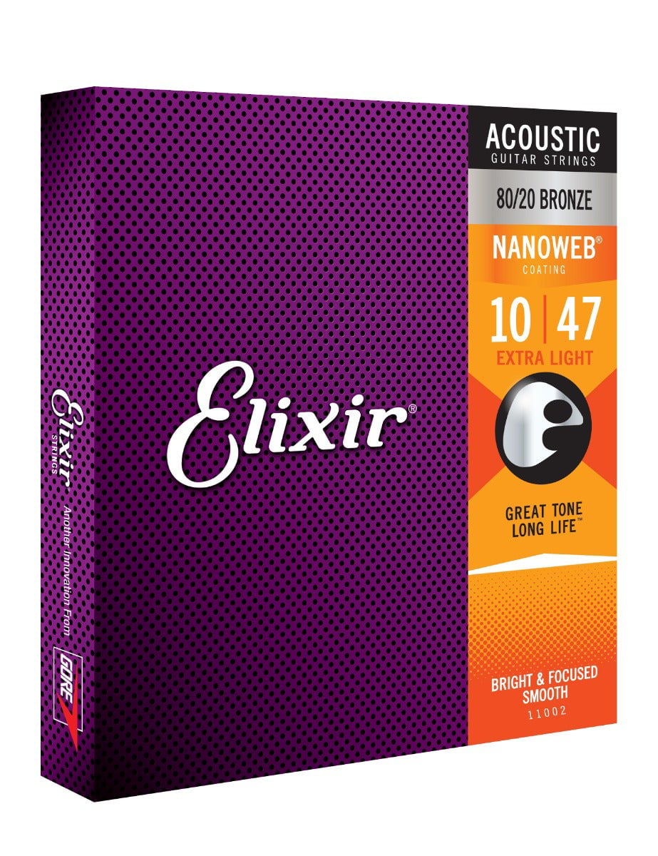 Elixir Nanoweb 80/20 Bronze Muta Corde Chitarra Acustica Extra Light 10-47 New - Immagine 2