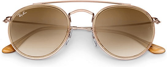 Ray-Ban Unisex Brown Round Double Bridge Sunglasses Medium