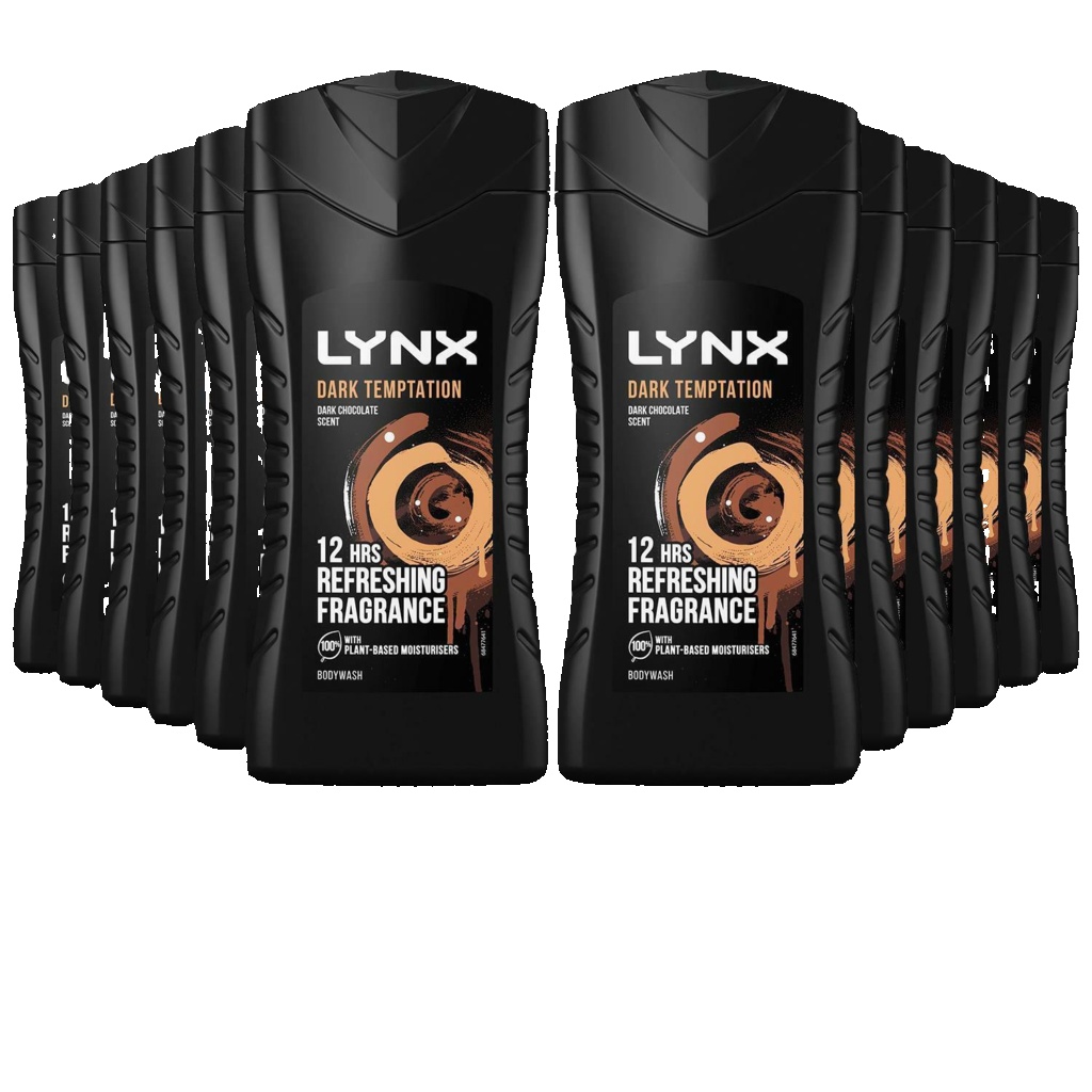Lynx Dark Temptation 12-H Refreshing Fragrance Shower Gel Body Wash, 6x225ml