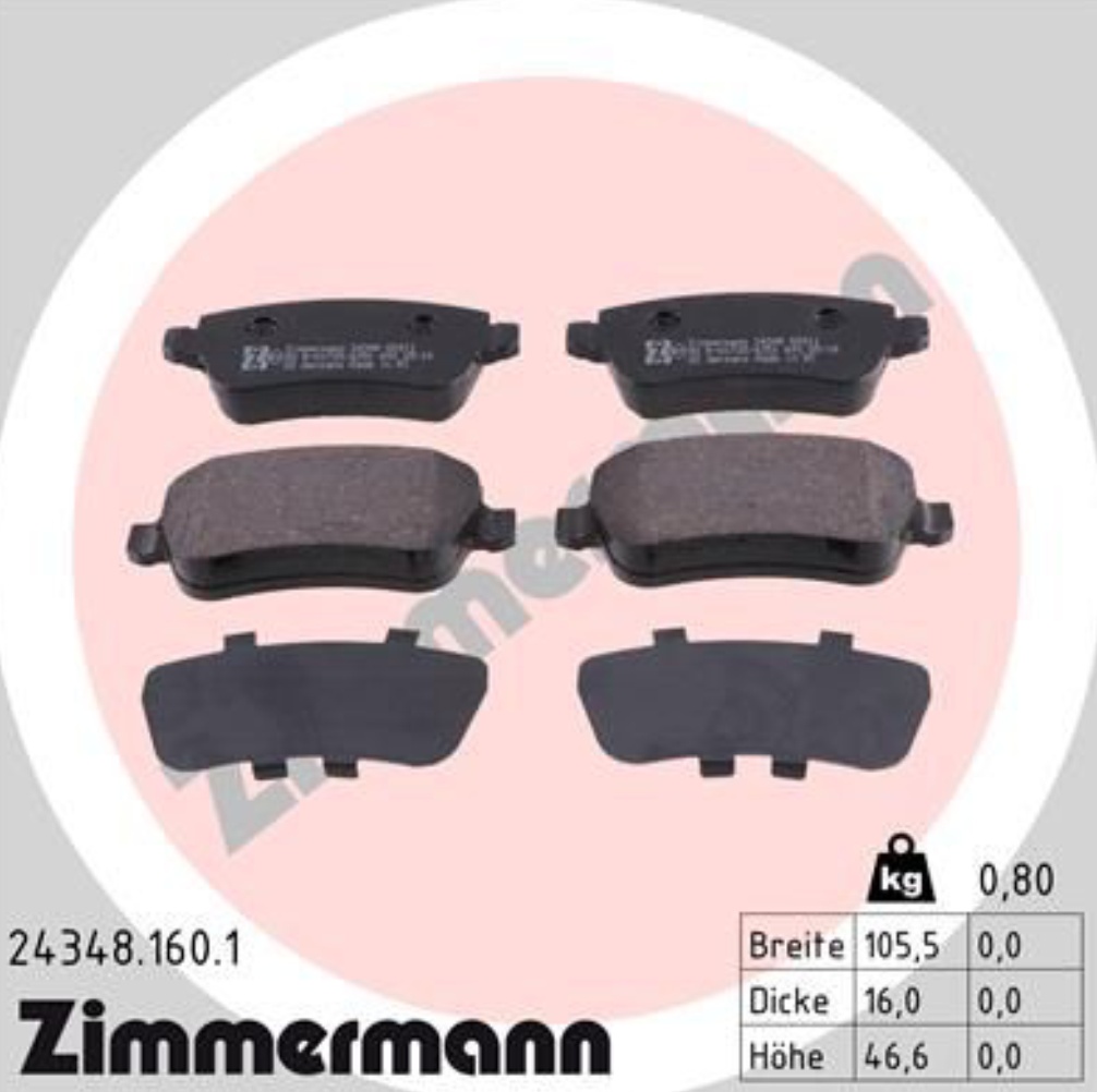 BRAKE PAD SET DISC BRAKE 24348.160.1 FOR FIAT 939 A4.000 1.8L 194 A1.000 2.2L