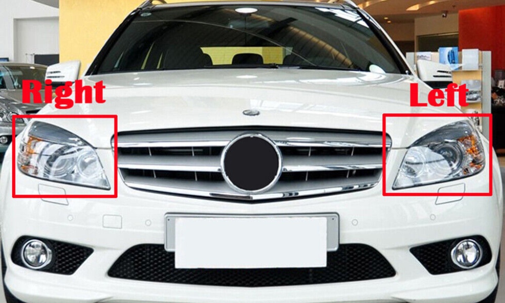 Pair Headlight Clear Lens Cover For Benz C-Class W204 C200 C280 C300 2008-2011