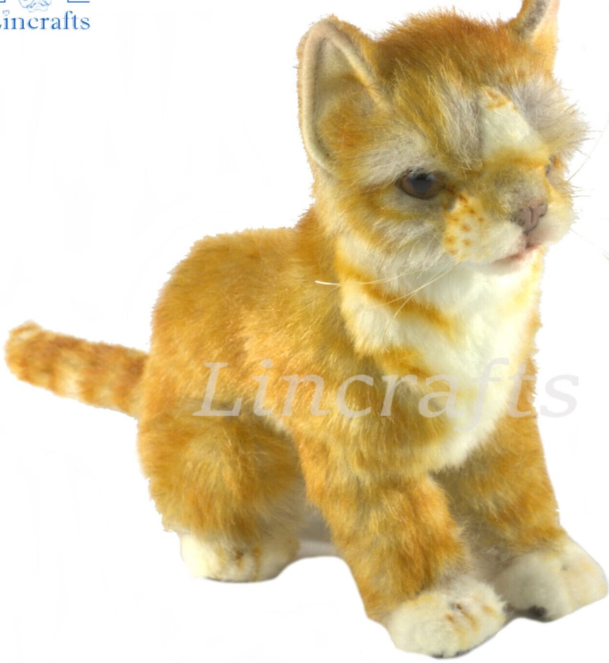 Hansa Sitting Ginger Cat 6492 Plush Soft Toy Sold by Lincrafts UK Est.1993