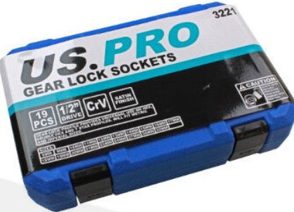 US PRO Multi Fit Gear Lock Socket Set Metric 1/2 Drive 8 - 32mm 3221 Sockets