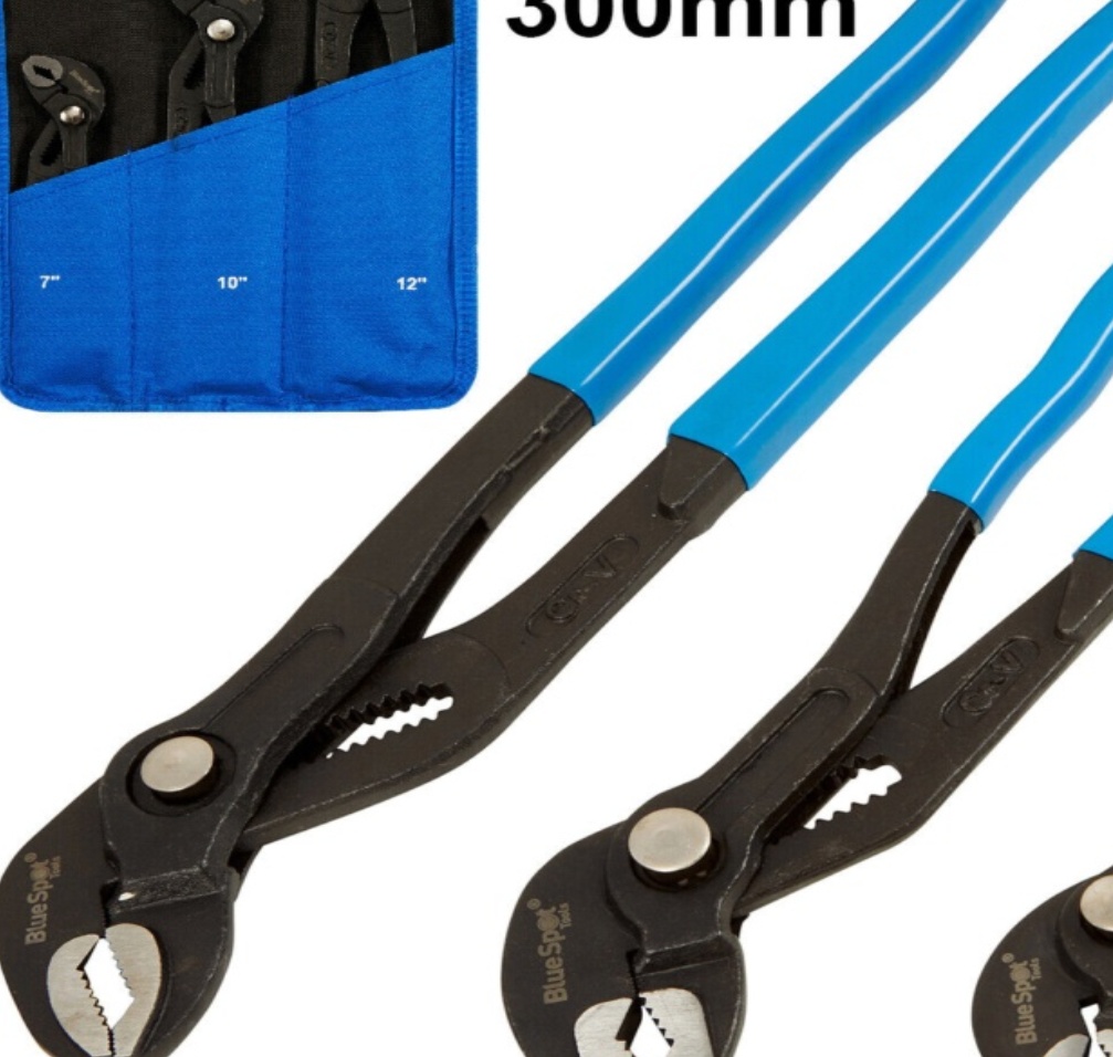 3 PCE Waterpump Pliers Set In Wallet 175mm - 300mm Quick Press & Slide Mechanism