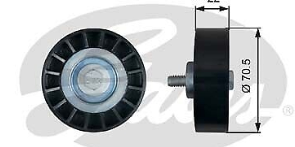Original GATES Deflection/Guide Pulley Ribbed Belt T36607 for Citroën Fiat