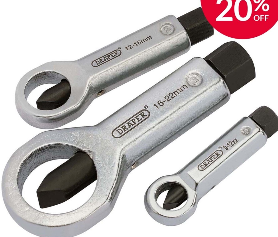 Draper 55108 Nut Splitter Set for Removing Seized Damaged Stuck Nuts Bolts