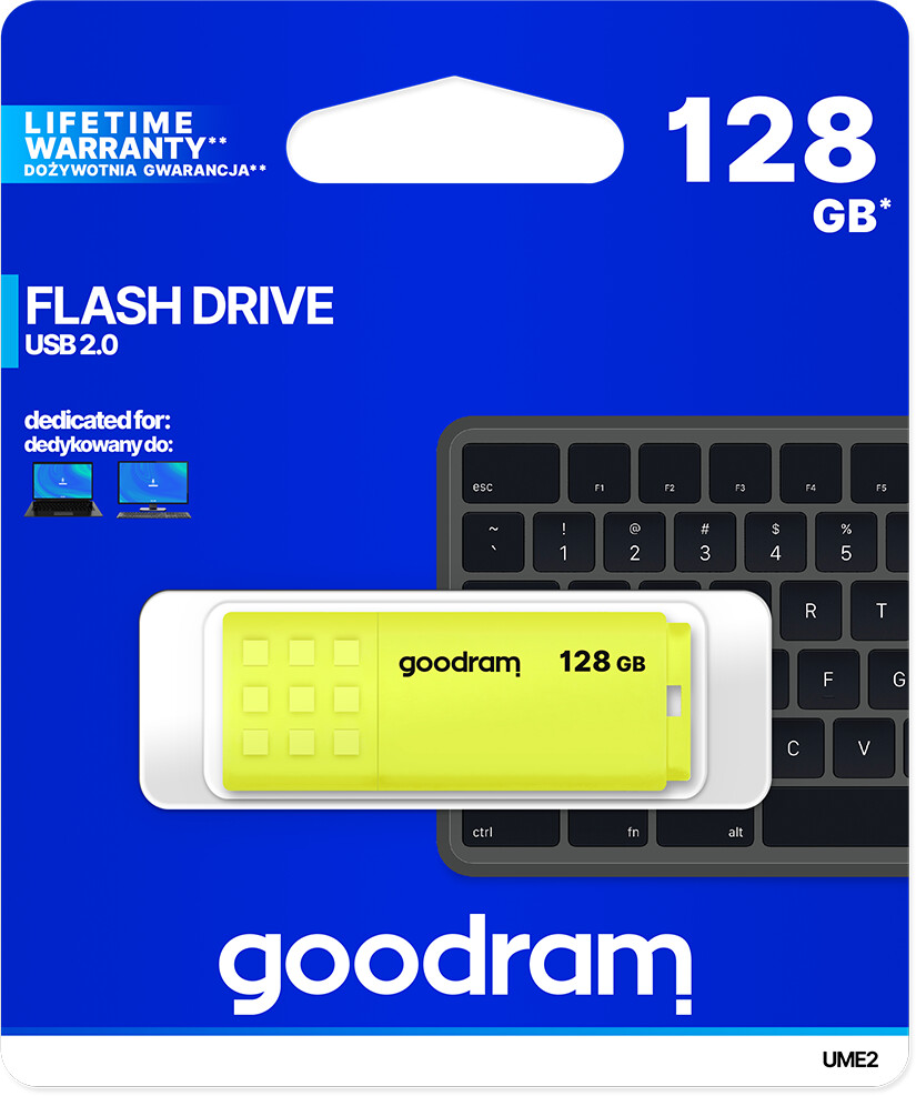 Goodram Giallo Ume2 Ume2-1280Y0r11 Pendrive (128 Gb, Usb 2.0, ) (128 Gb, Usb-A), Chiavetta Usb, - Immagine 2