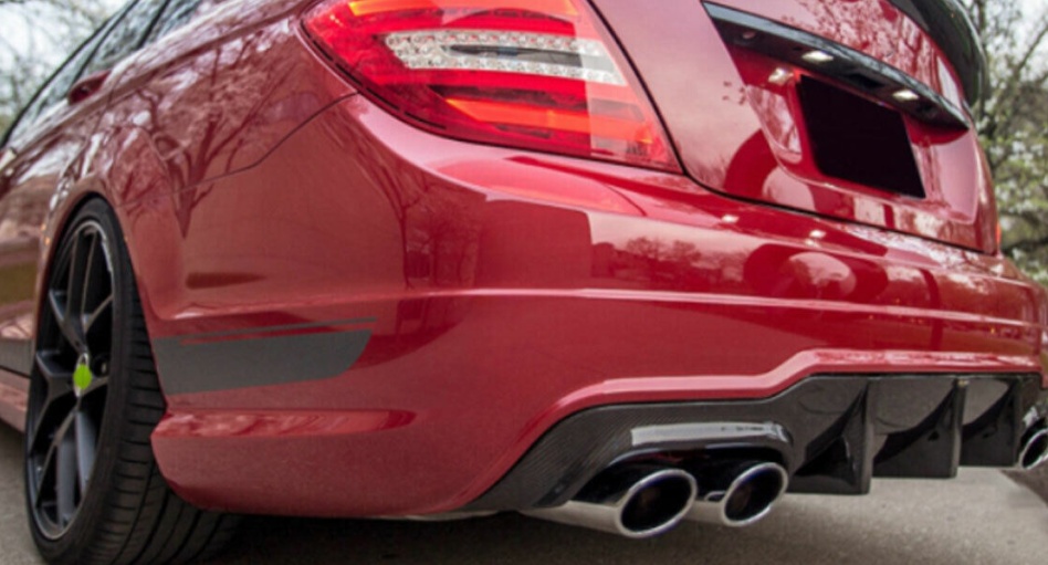 C63 AMG STYLE REAR DIFFUSER SPLITTER VALANCE FOR MERCEDES BENZ C CLASS W204 12+