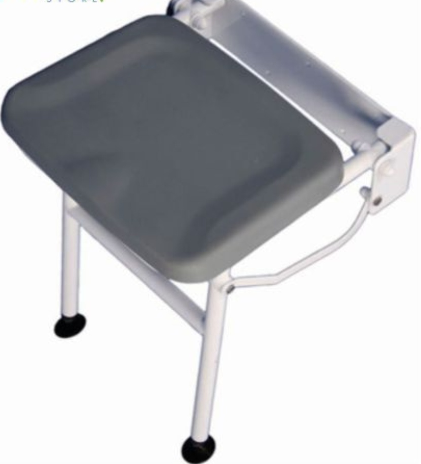 Wall Mounted Folding Padded Disability Shower Seat With Legs Folds Away