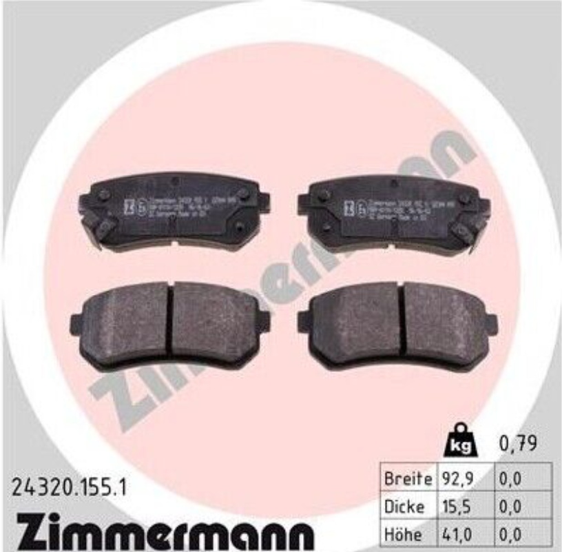 ZIMMERMANN 24320.155.1 Brake Pad Set, disc brake for HYUNDAI,HYUNDAI (BEIJING),K
