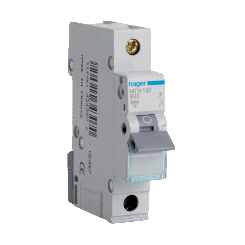 Hager MCB MTN132 32 Amp SP MCB Miniature Circuit Breaker 32A