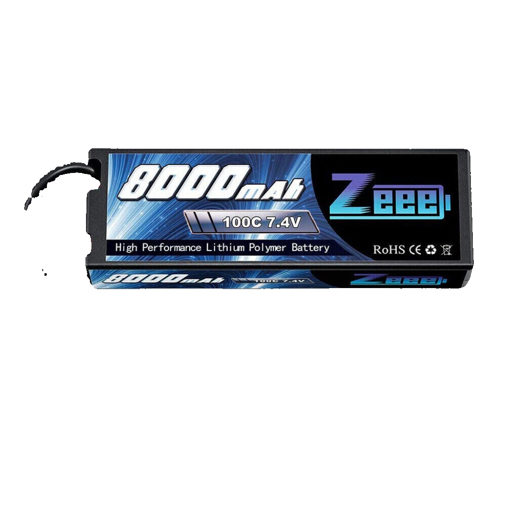 Zeee 2S lipo battery 7.4V 8000mAh T Plug 100C Hardcase for RC Car Truggy Truck