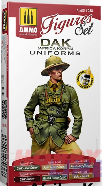 Ammo GERMAN DAK UNIFORMS Afrika Korps UNIFORMS SET Paint Modelling Mig Mig7038