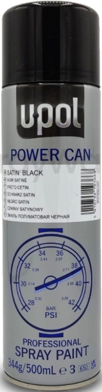 UPOL Power Can Satin Black Aerosol Topcoat Colour Fast Dry Spray Paint 500ml X2