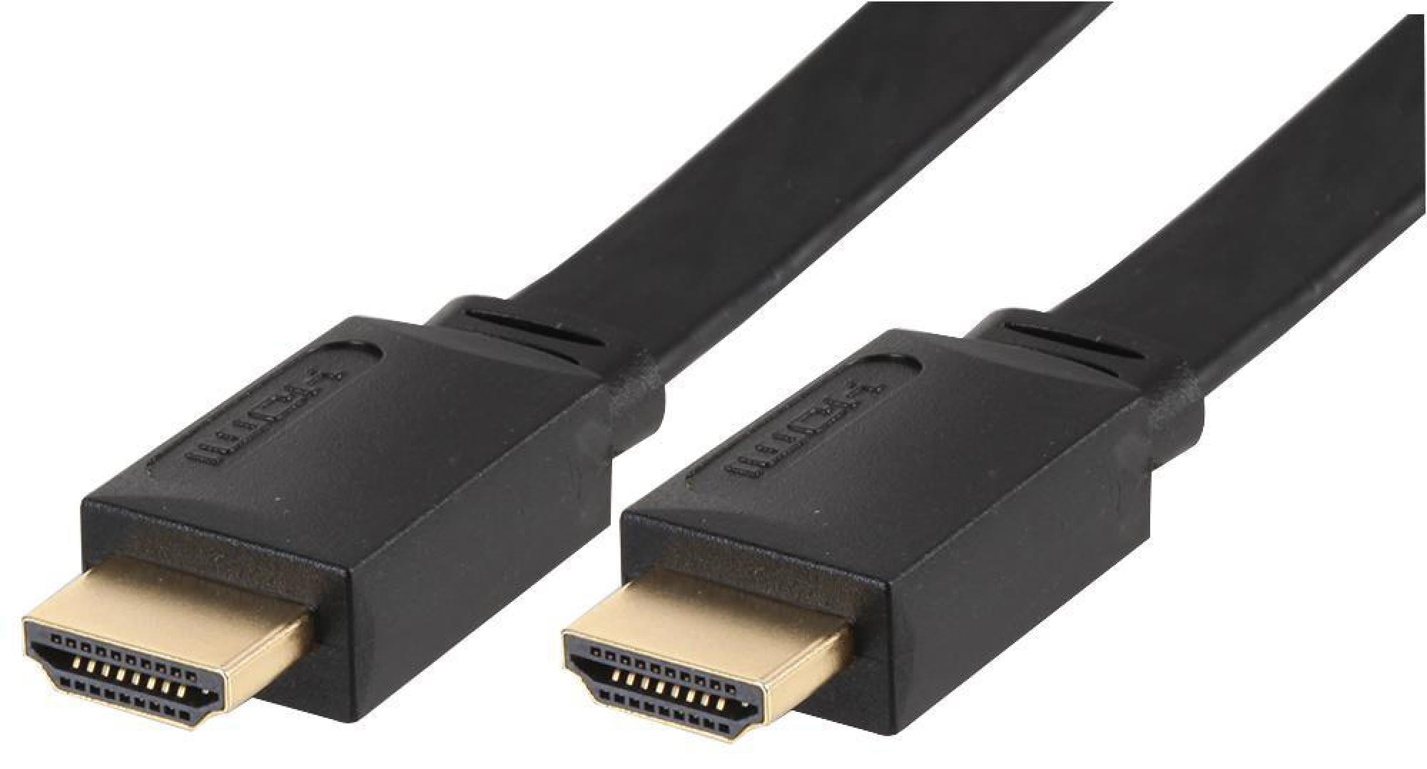 PRO SIGNAL High Speed 4K UHD HDMI Lead Male to Male, Flat Cable, Black 1m