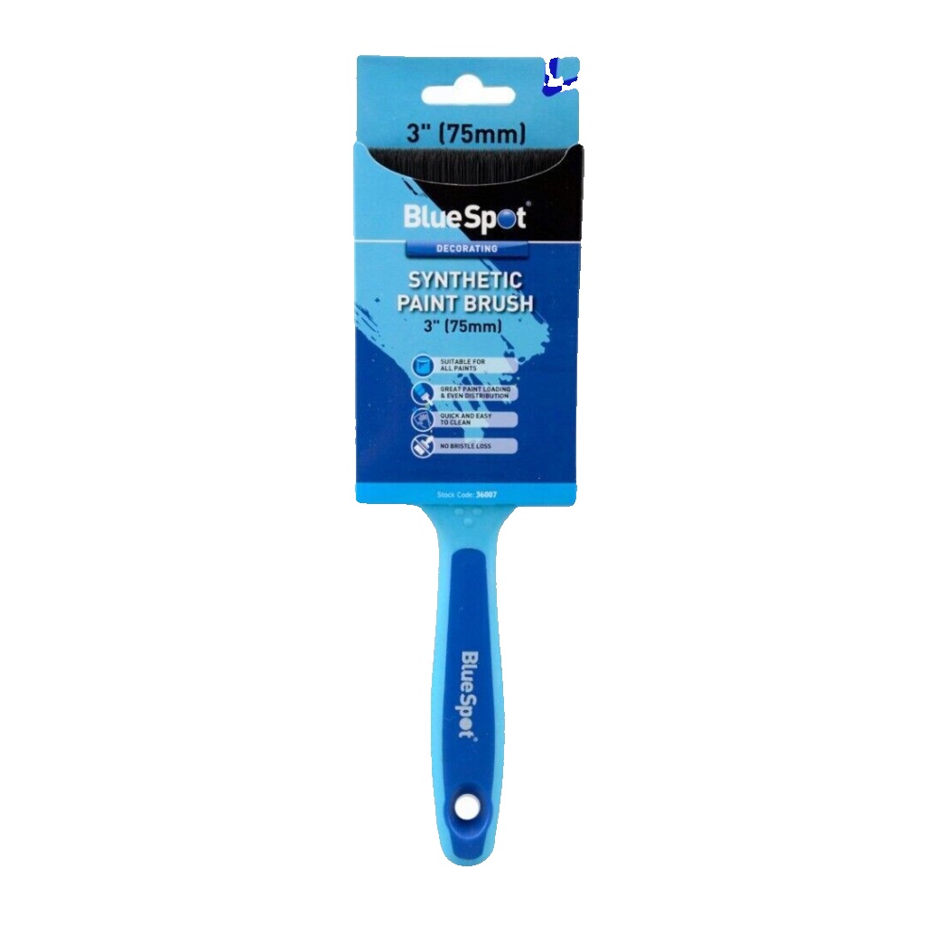 BlueSpot - 3"" (75mm) Synthetic Paint Brush with Soft Grip Handle