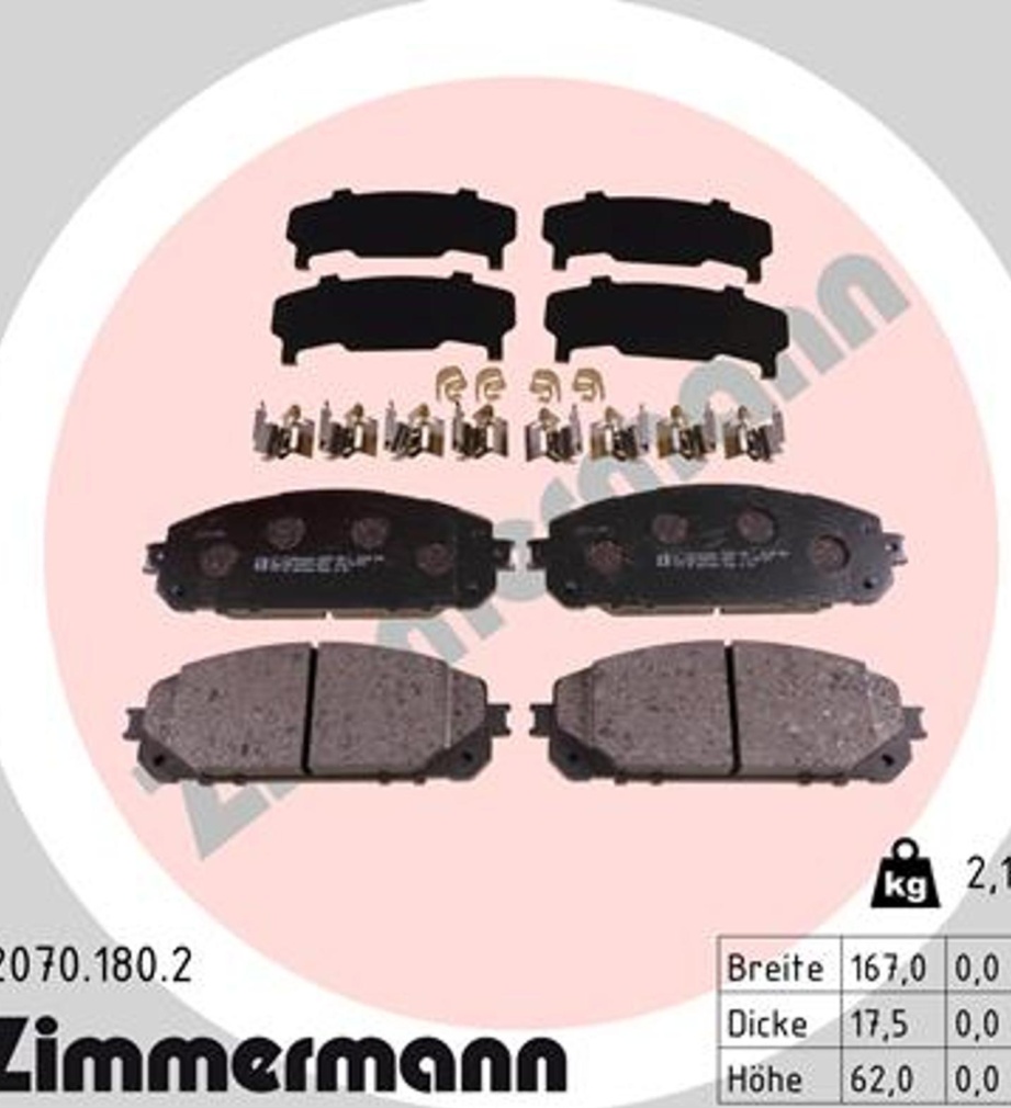 ZIMMERMANN 22070.180.2 Brake Pad Set, disc brake for JEEP,JEEP (GAC FCA)