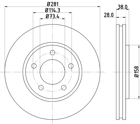 Front Brake Discs Pair Vented MDC1555 Diameter 281 mm Mintex - Image 3