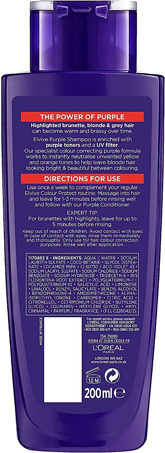 L'Oreal Paris Elvive Colour Protect Anti-Brassiness Purple Shampoo, 200ml R29 - Image 7