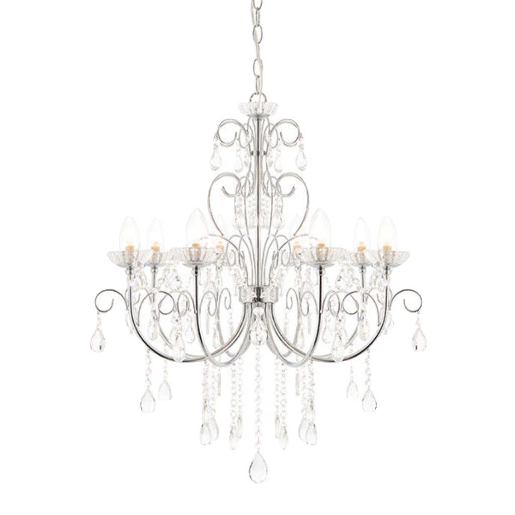 Endon 72561 8 Light Bathroom Pendant Crystal Glass Chrome Ceiling Chandelier
