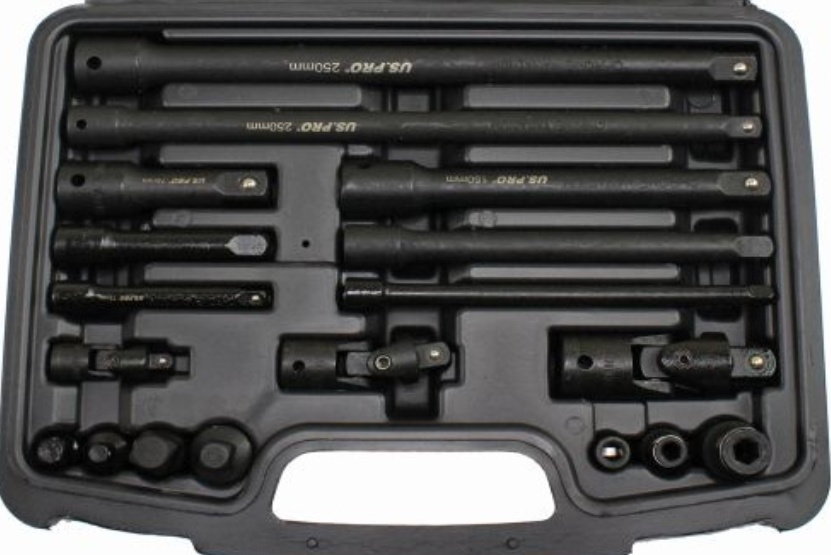 US PRO 18pc IMPACT SOCKET ADAPTOR ACCESSORY SET Extension Reducer UJ Wobble