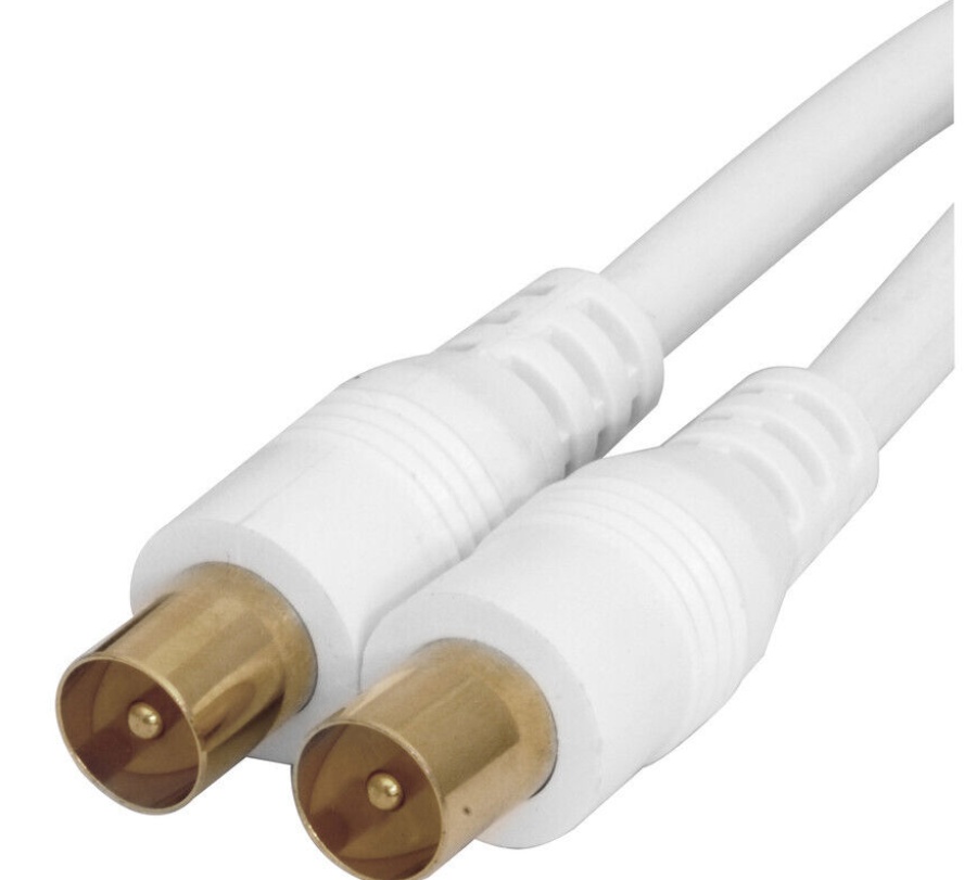 BLAKE UK - 2M PLUG TO PLUG GOLD COAX LEAD, WHITE