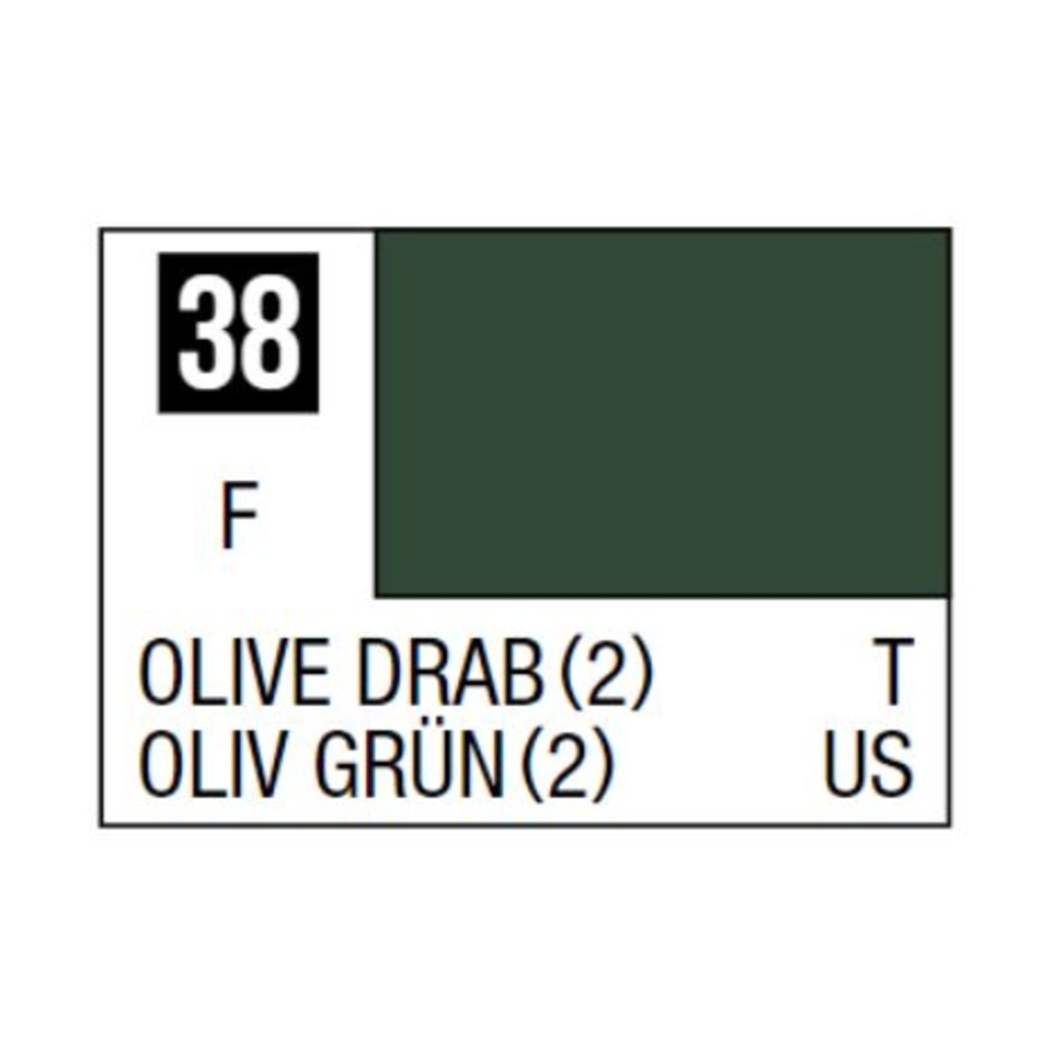 Mr. Hobby Mr. Colour - 038 - Olive Drab (2) 10ml Acrylic Model Paint