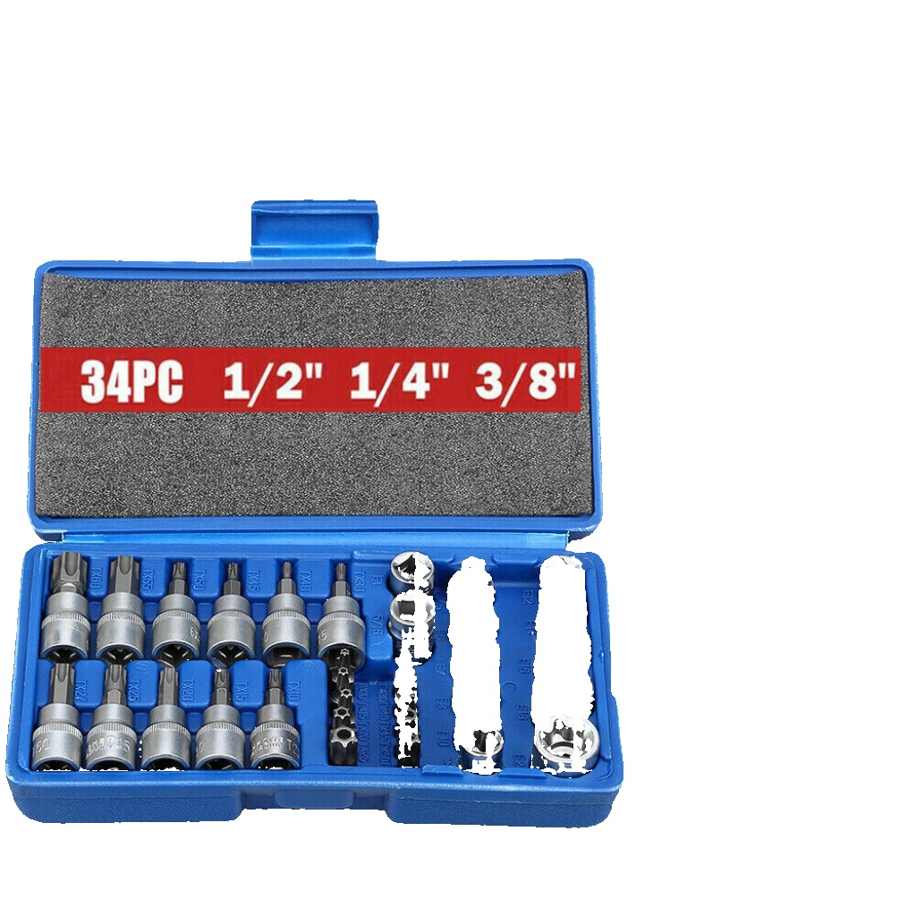 BlueSpot - 29 PCE Torx Socket & Bit Set (T10-T55) (E4-E20)