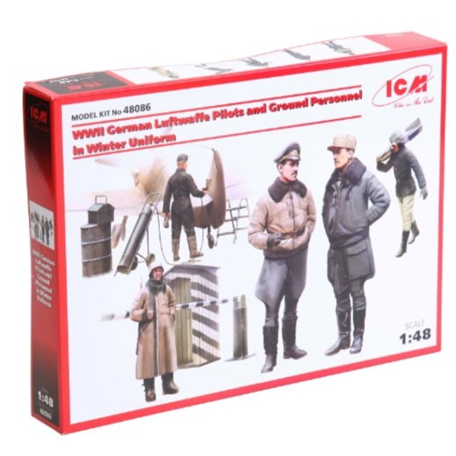 ICM 48086 1:48 WWII German Luftwaffe Pilots & Ground Personnel in Winter Uniform