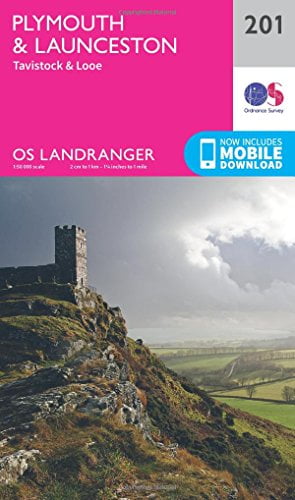 Plymouth & Launceston Tavistock & Looe Landranger Map 201 Ordnance Survey Latest