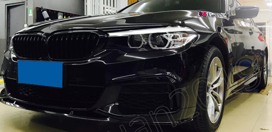 For BMW G30 G31 M Sport Performance Front Splitter Spoiler & Grills Gloss Black