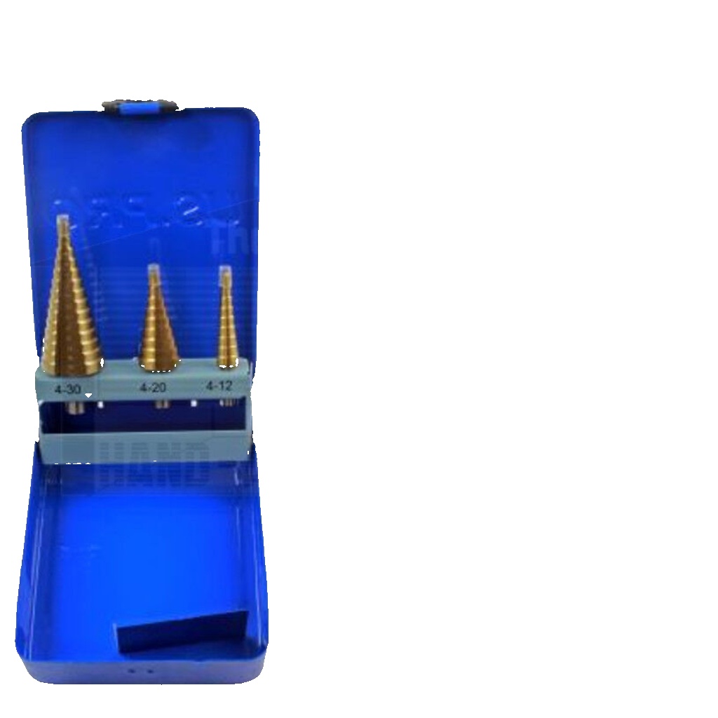 US PRO Tools 3pc HSS Step Drills Titanium Coated 4mm to 30mm 2645