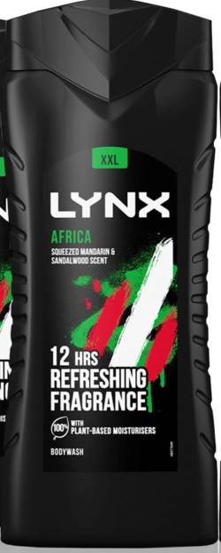 Lynx Africa Mens Shower Gel 500ml 12H Freshness 3in1 Body Face Hair Wash