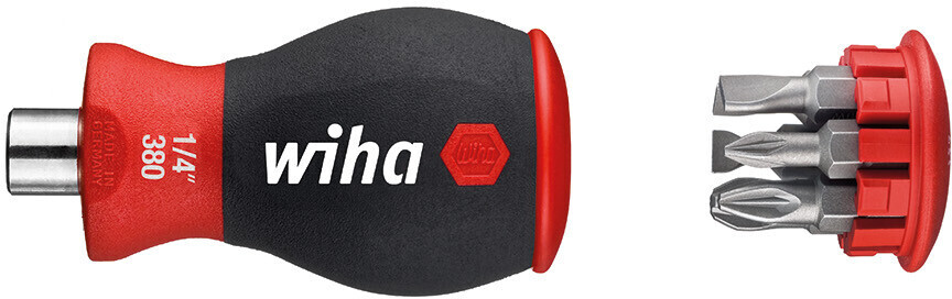 Wiha Screwdriver with Bit Magazine Magnetic Slotted, Pozidriv with 6 bits, 33764