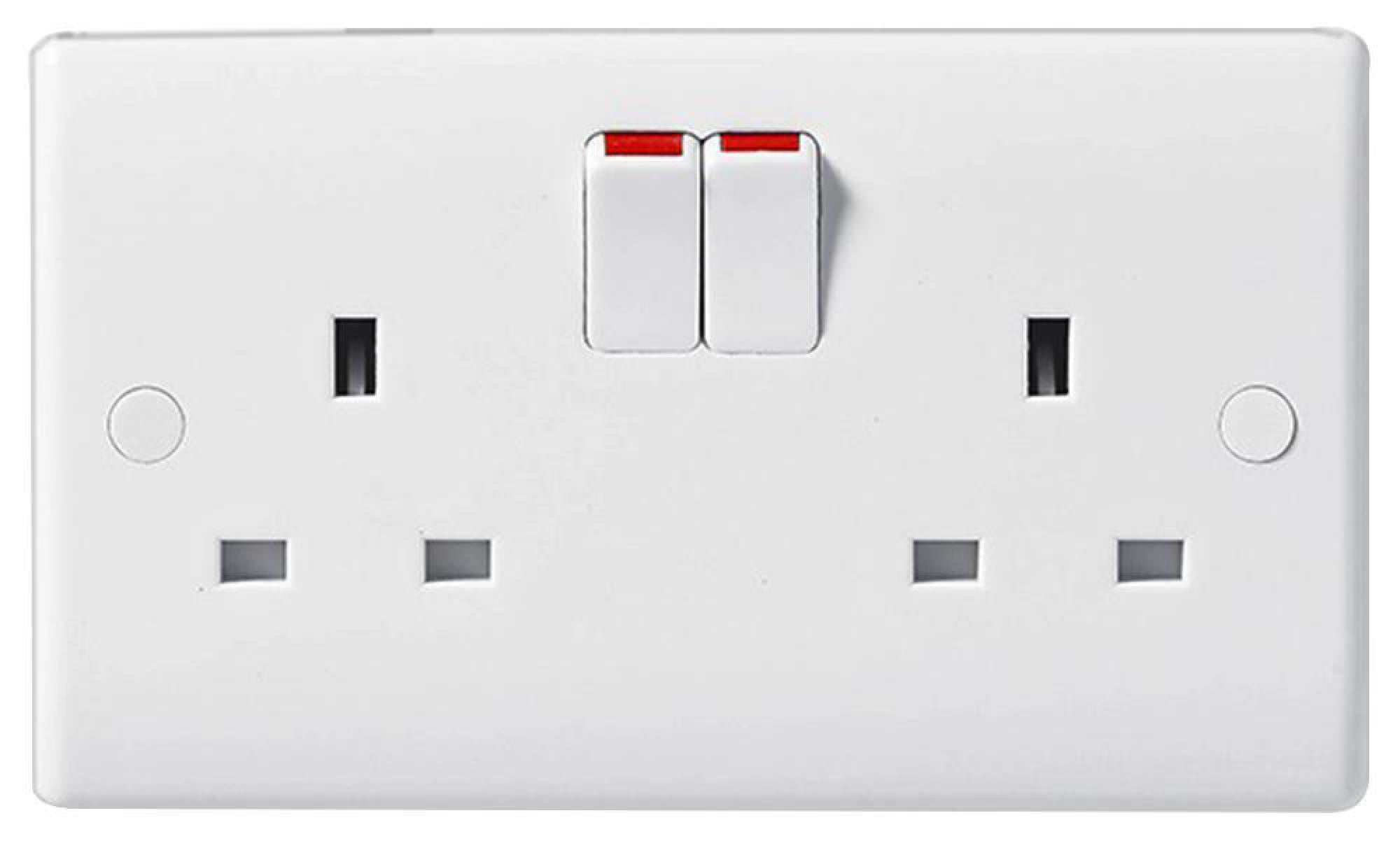 BG Nexus 822 Moulded Slimline 2 Gang 13A Double Twin Switched Plug Socket White