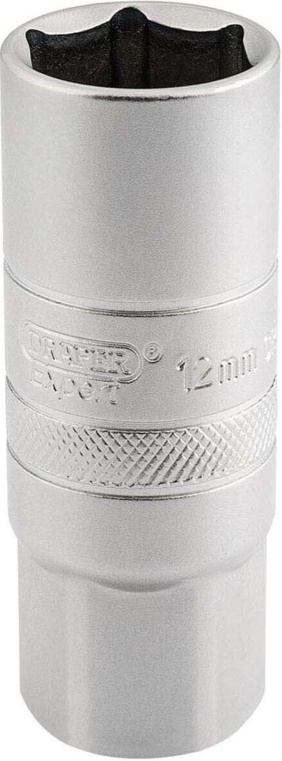Draper 16782 12mm Thread 6 Point Satin Chrome Spark Plug Socket 1/2"" Sq Dr 18mm