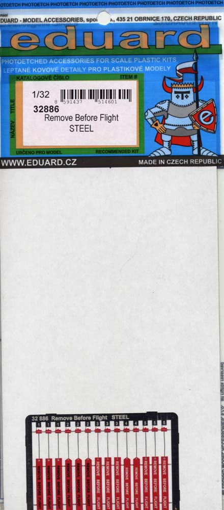 Eduard 32886 Etched Aircraft Detailling Set 1:32 Remove Before Flight Steel