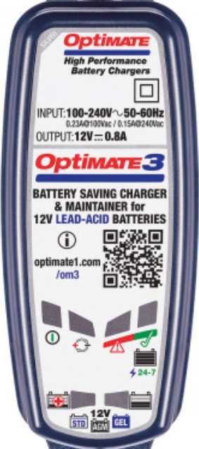 Optimate 3 12V 0.8A Motorcycle Battery Charger & Optimiser TM432 OPT3