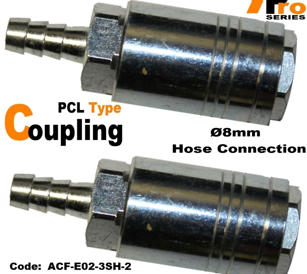 PCL Style Quick Release Coupling TWIN PACK with Hose Connector �8mm  010