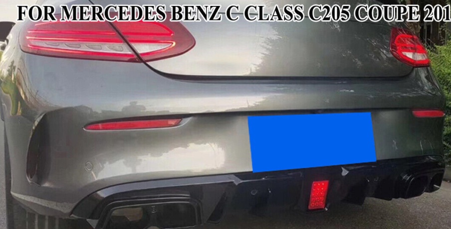 FOR MERCEDES C CLASS A205 C205 COUPE REAR DIFFUSER AMG C63 STYLE GLOSS BLACK 15+