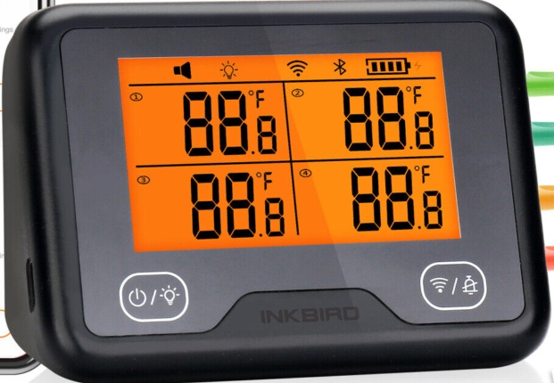 Inkbird Rechargeable Wi-Fi Bluetooth Meat BBQ Thermometer IBBQ-4BW Cook 4 Probes