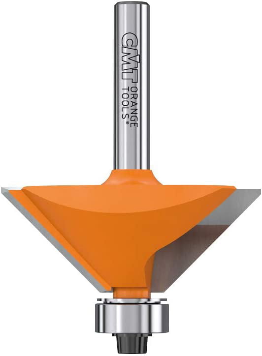 CMT Chamfer router bit - 45 dia x 18mm cut x 1/4 shank, 45 deg